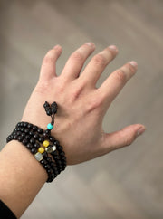 Natural Rosewood 108 Mala Beads Bracelet, Meditation Yoga Wrap Jewelry for Men & Women