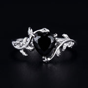 Dark Leaf Heart Ring