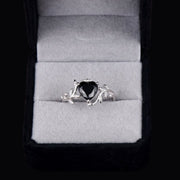 Dark Leaf Heart Ring