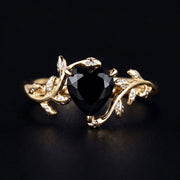 Dark Leaf Heart Ring